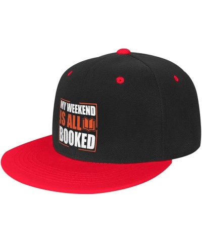 My Weekend is All Booked Baseball Cap for Men Women Snapback Hat Adjustable Flat Bill Hats Red $12.61 Baseball Caps