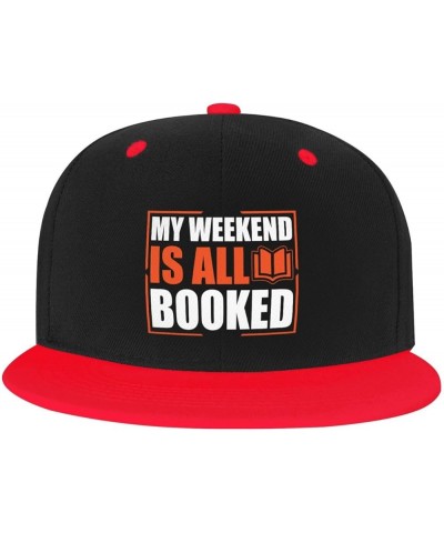 My Weekend is All Booked Baseball Cap for Men Women Snapback Hat Adjustable Flat Bill Hats Red $12.61 Baseball Caps