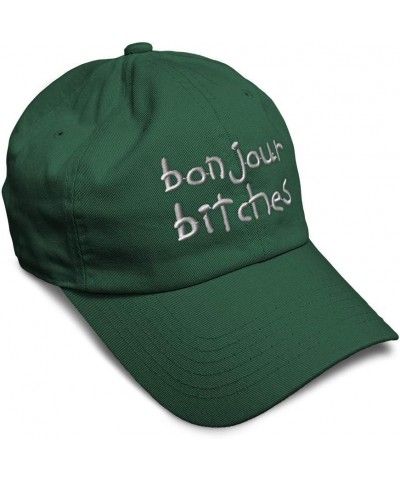 Soft Baseball Cap Bonjour Bitches Embroidery Funny Humor Twill Cotton Dad Hats for Men & Women Forest Green Design Only $14.0...