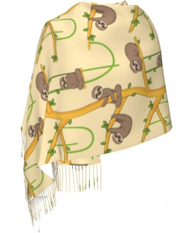 Halloween Print Tassel Scarf -Women'S Thick Large Blanket Shawl Scarf Winter Warm Shawl Scarf, Cute Cartoon Sloths $12.96 Sca...