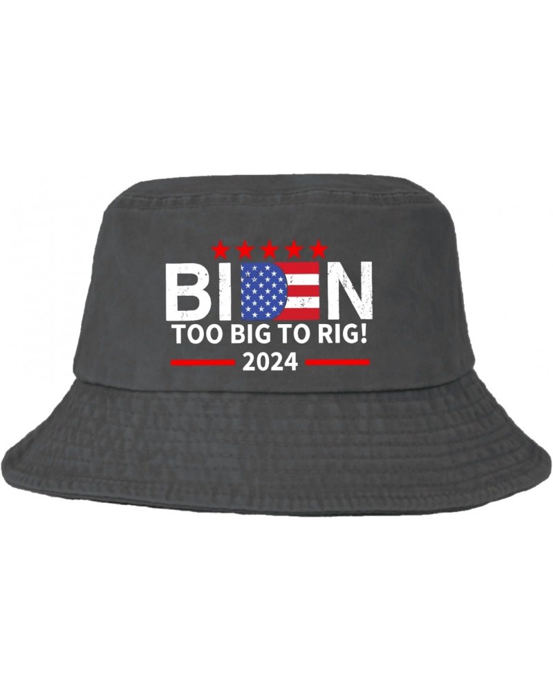 Too Big to Rig Saying Biden 2024 Bucket Hat Bucket Hat Vintage Men Hat for Travel Accessories for Travel Must Haves Wash Blac...