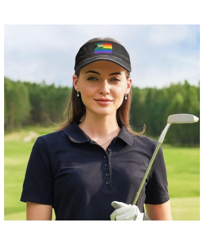 The Bahamas Rainbow Flag Sun Visor Hats for Women Men Adjustable Sports Sun Hats Cotton Golf Cap Black $12.63 Visors