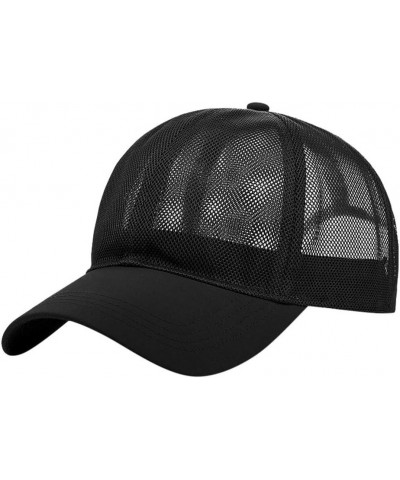 Plain Trucker Cap Men's Classics Retro Trucker Hat Low-Profile Classic Adjustable Snapback Hat | Mesh Back Cap Black $5.76 Ra...