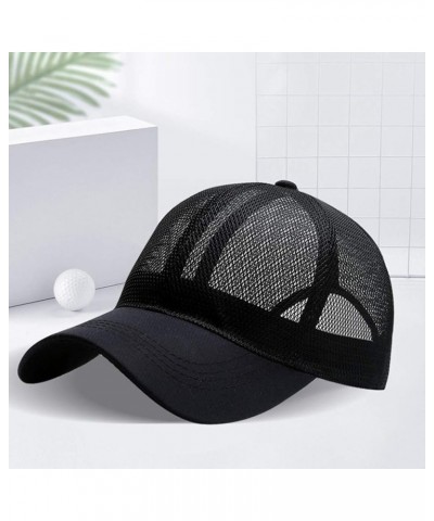 Plain Trucker Cap Men's Classics Retro Trucker Hat Low-Profile Classic Adjustable Snapback Hat | Mesh Back Cap Black $5.76 Ra...