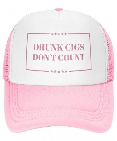 Drunk Cigs Don't Count Mesh Hat for Men Women Baseball Cap Adjustable Trucker Hat Pink $10.99 Baseball Caps