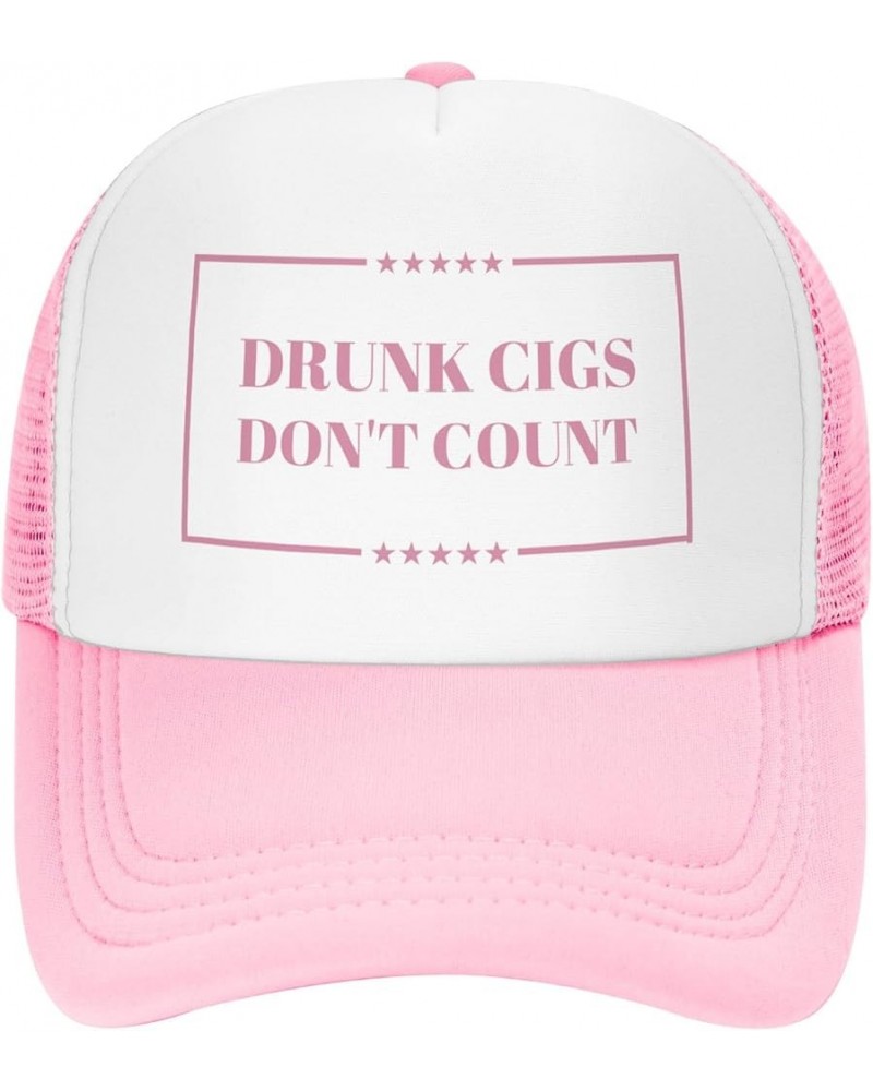 Drunk Cigs Don't Count Mesh Hat for Men Women Baseball Cap Adjustable Trucker Hat Pink $10.99 Baseball Caps