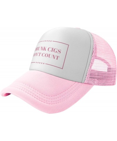 Drunk Cigs Don't Count Mesh Hat for Men Women Baseball Cap Adjustable Trucker Hat Pink $10.99 Baseball Caps