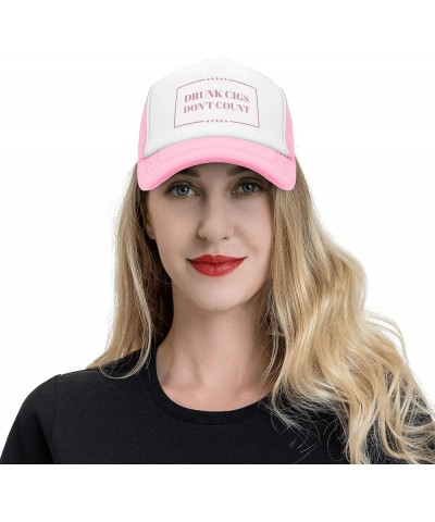 Drunk Cigs Don't Count Mesh Hat for Men Women Baseball Cap Adjustable Trucker Hat Pink $10.99 Baseball Caps