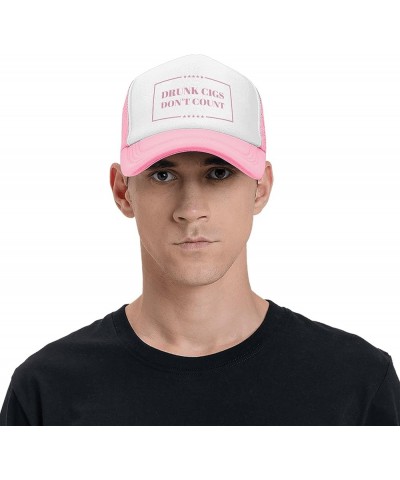 Drunk Cigs Don't Count Mesh Hat for Men Women Baseball Cap Adjustable Trucker Hat Pink $10.99 Baseball Caps