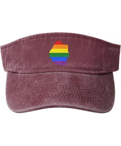 LGBT Flag Map of Eswatini Sun Visor Hats for Women Men Adjustable Sports Sun Hats Cotton Golf Cap Red $11.17 Sun Hats