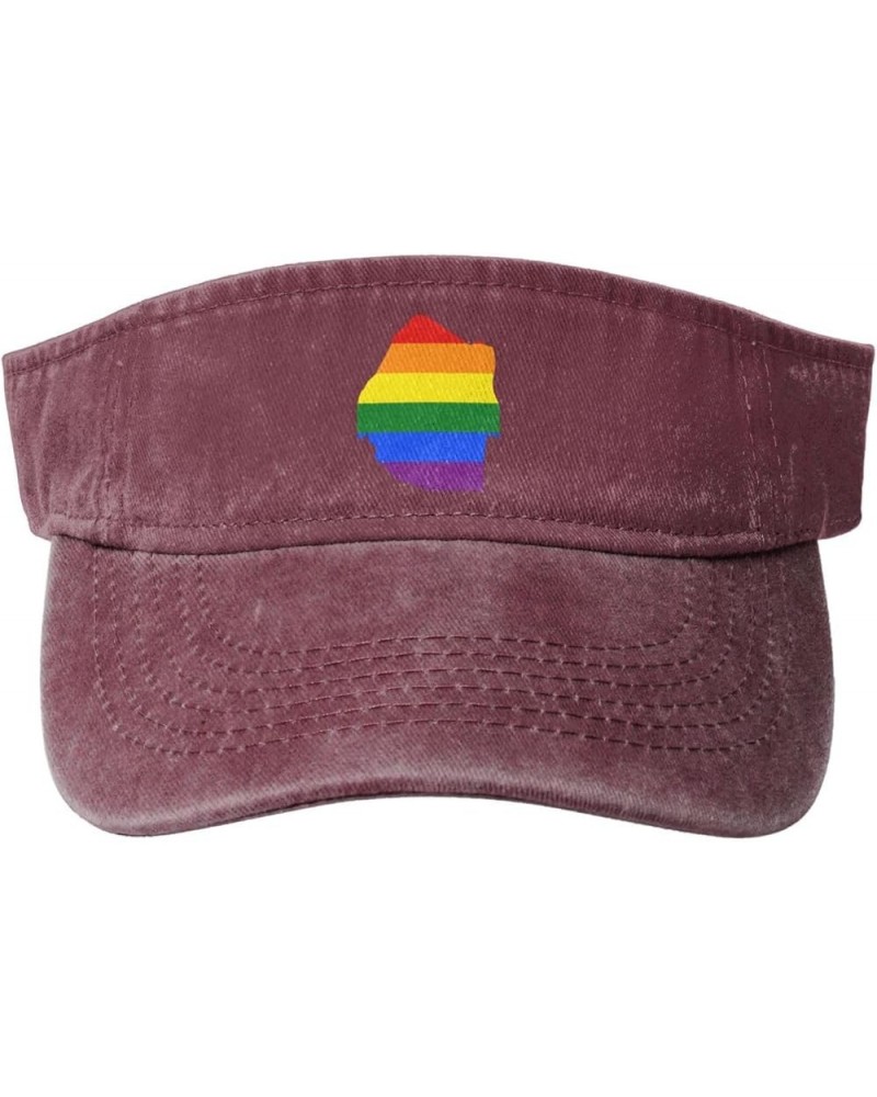 LGBT Flag Map of Eswatini Sun Visor Hats for Women Men Adjustable Sports Sun Hats Cotton Golf Cap Red $11.17 Sun Hats