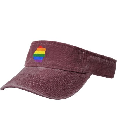 LGBT Flag Map of Eswatini Sun Visor Hats for Women Men Adjustable Sports Sun Hats Cotton Golf Cap Red $11.17 Sun Hats