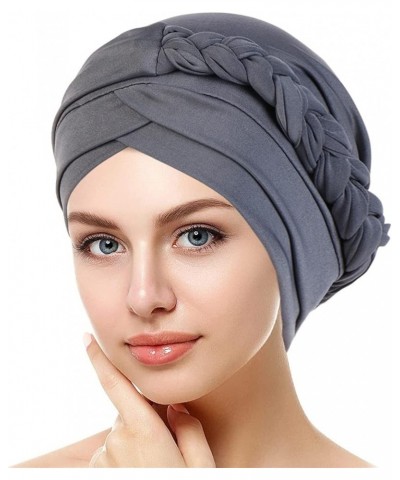 Pre-Tied Braid Hat for Women Faux Pearl Head Wraps for Cancer Patient African Beaded Turban Cap Grey-1 $7.97 Skullies & Beanies