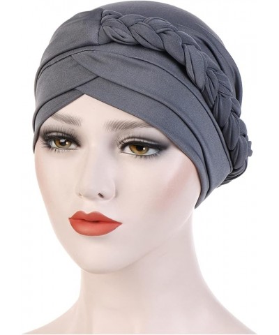 Pre-Tied Braid Hat for Women Faux Pearl Head Wraps for Cancer Patient African Beaded Turban Cap Grey-1 $7.97 Skullies & Beanies