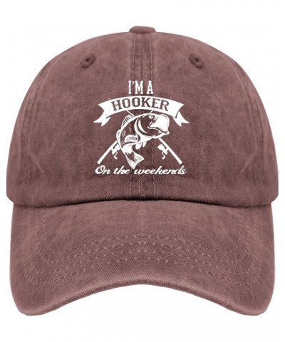 I'm A Hooker On The Weekends Trucker Hat Funny Hat Pigment Black Funny Hats Gifts for Dad Golf Caps Wine Red $11.65 Bucket Hats