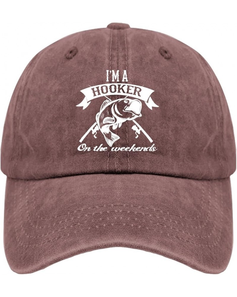 I'm A Hooker On The Weekends Trucker Hat Funny Hat Pigment Black Funny Hats Gifts for Dad Golf Caps Wine Red $11.65 Bucket Hats