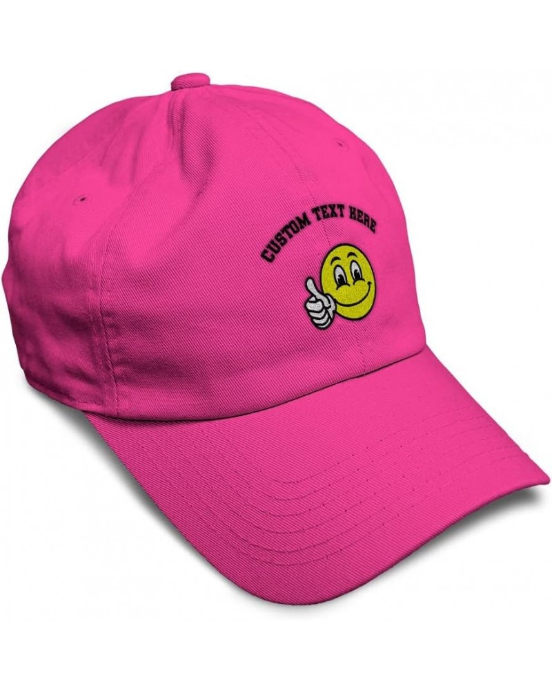 Custom Soft Baseball Cap Smile Smile Happy Face Embroidery Happiness Twill Cotton Dad Hats for Men & Women Hot Pink Personali...