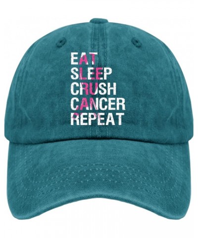 Crush Cancer Trucker Hat Trucker Cap Cyan Blue Running Hat Gifts for Grandpa Cycling Hat Cyan Blue $9.03 Sun Hats