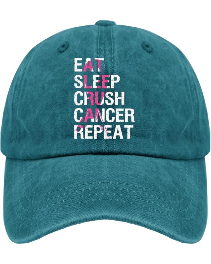 Crush Cancer Trucker Hat Trucker Cap Cyan Blue Running Hat Gifts for Grandpa Cycling Hat Cyan Blue $9.03 Sun Hats