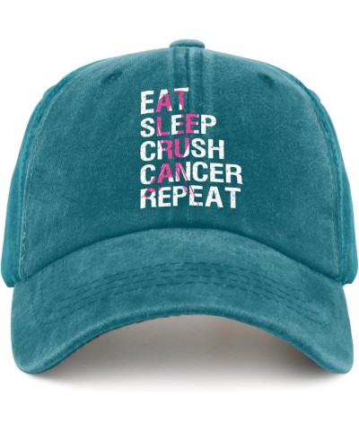 Crush Cancer Trucker Hat Trucker Cap Cyan Blue Running Hat Gifts for Grandpa Cycling Hat Cyan Blue $9.03 Sun Hats