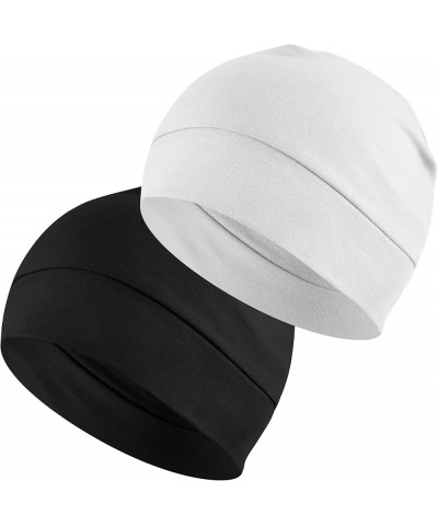 Cotton Skull Caps for Men Women,2-Pack Lightweight Beanie Sleep Hats Breathable Helmet Liner Black & White $7.41 Skullies & B...