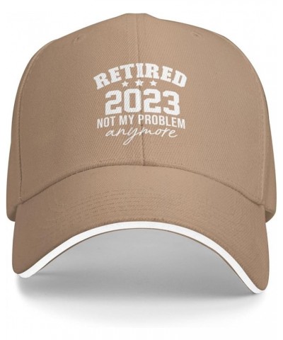 Retired 2023 Not My Problem Anymore Retirement Funny Baseball Cap Men Ponytail Hat Women Dad Hat Trucker Hat Black Natural $1...