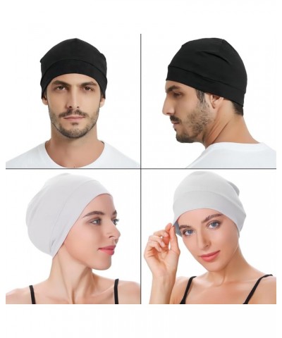 Cotton Skull Caps for Men Women,2-Pack Lightweight Beanie Sleep Hats Breathable Helmet Liner Black & White $7.41 Skullies & B...