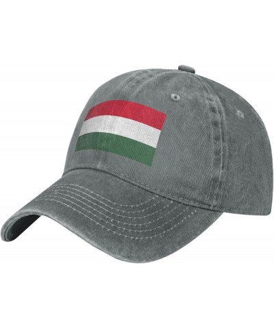 Flag of Hungary Washed Cowboy Baseball Cap for Adults - Stylish and Breathable Hat with Adjustable Strap Gray $11.03 Cowboy Hats