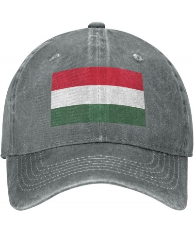 Flag of Hungary Washed Cowboy Baseball Cap for Adults - Stylish and Breathable Hat with Adjustable Strap Gray $11.03 Cowboy Hats