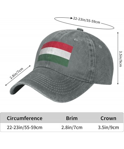 Flag of Hungary Washed Cowboy Baseball Cap for Adults - Stylish and Breathable Hat with Adjustable Strap Gray $11.03 Cowboy Hats