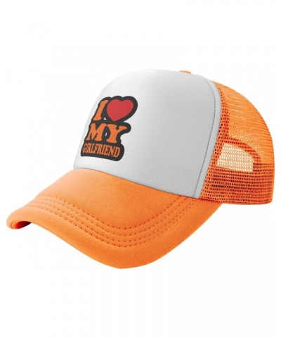 I Love My Girlfriend Baseball Hats for Men Adjustable Gift for Women Trucker Cap Orange $10.68 Baseball Caps