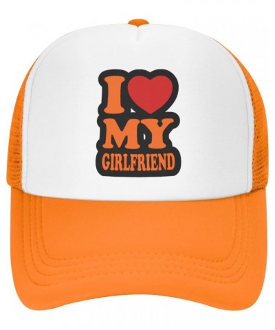 I Love My Girlfriend Baseball Hats for Men Adjustable Gift for Women Trucker Cap Orange $10.68 Baseball Caps