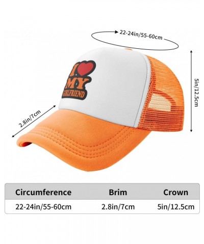 I Love My Girlfriend Baseball Hats for Men Adjustable Gift for Women Trucker Cap Orange $10.68 Baseball Caps