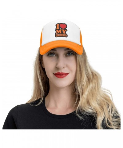 I Love My Girlfriend Baseball Hats for Men Adjustable Gift for Women Trucker Cap Orange $10.68 Baseball Caps