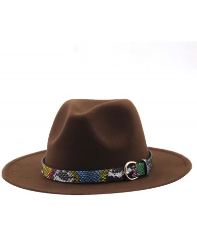 Women Men Fedora Hat Classic Wide Brim Wool Floppy Jazz Panama Caps Belt Buckle Church Formal Wedding Womens Hats Coffee1 $11...