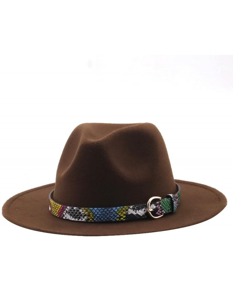 Women Men Fedora Hat Classic Wide Brim Wool Floppy Jazz Panama Caps Belt Buckle Church Formal Wedding Womens Hats Coffee1 $11...