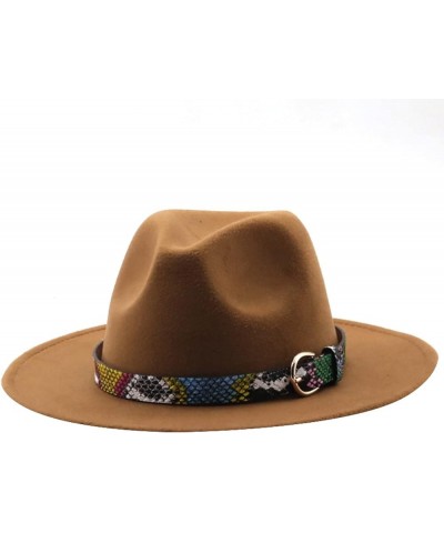 Women Men Fedora Hat Classic Wide Brim Wool Floppy Jazz Panama Caps Belt Buckle Church Formal Wedding Womens Hats Coffee1 $11...