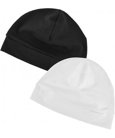 Cotton Skull Caps for Men Women,2-Pack Lightweight Beanie Sleep Hats Breathable Helmet Liner Black & White $7.41 Skullies & B...