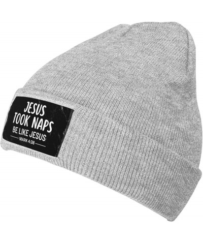 Jesus Took Naps Mark 4-38 Beanie Hat for Men Women Winter Warm Knit Beanie Hat Black Gray $13.24 Skullies & Beanies