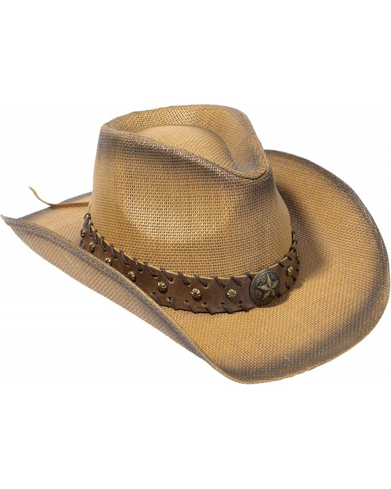 Men & Women's Woven Straw Cowboy Hat w/Hat Band Brown Star $23.31 Cowboy Hats