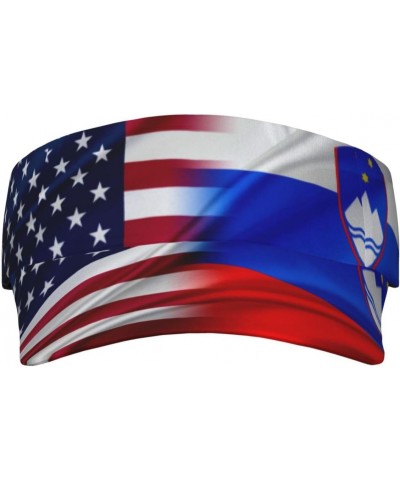 Sun Visors Slovenia America Flag Sunscreen Sport Baseball Empty Top for Women Men Black $12.16 Visors