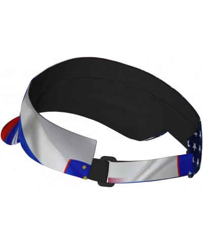 Sun Visors Slovenia America Flag Sunscreen Sport Baseball Empty Top for Women Men Black $12.16 Visors