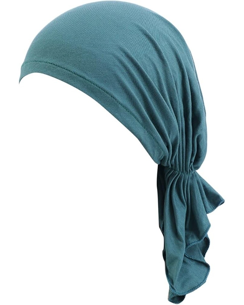 Women's Twisted Braid Silky Turban Hats Twisted Braid Wrap Hat Faux Pearl Headwrap Chemo Cancer Head Hat Cap Green $8.31 Skul...