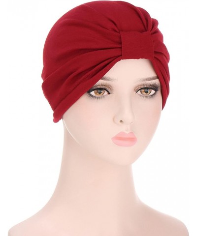 Women's Skullies & Beanies Head Hair Cover Muslim Turban Bonnet Women Hat Cap Wrap Scarf Baseball Caps 2023 Wine $7.52 Balacl...