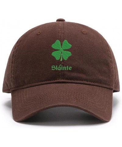 Men's Baseball Caps Embroidered Slainte Shamrock Washed Cotton Vintage Caps Brwon $13.73 Baseball Caps