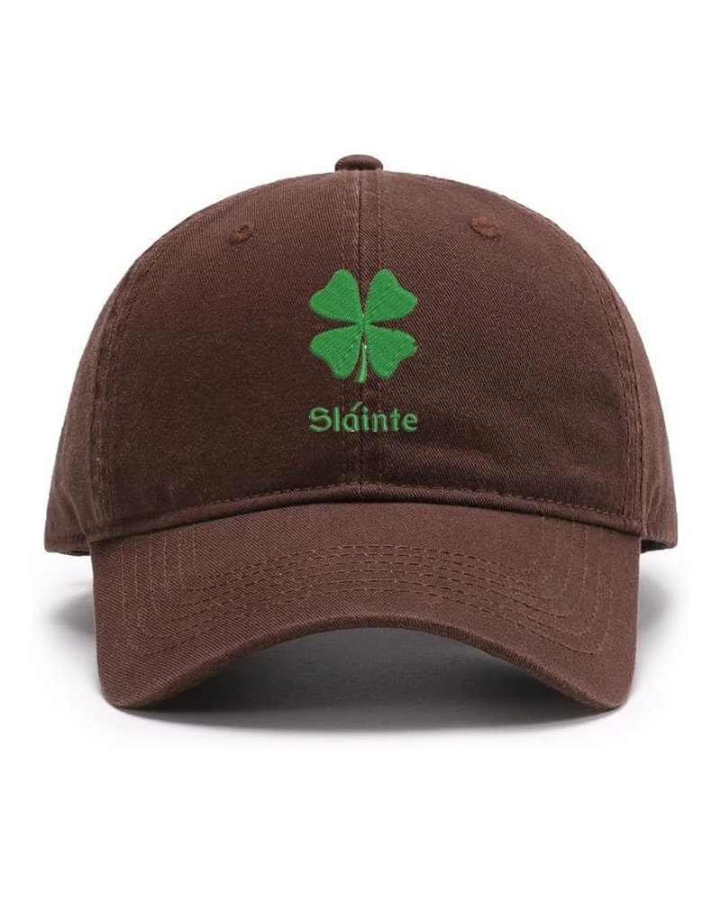 Men's Baseball Caps Embroidered Slainte Shamrock Washed Cotton Vintage Caps Brwon $13.73 Baseball Caps