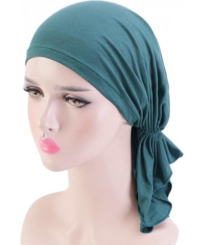 Women's Twisted Braid Silky Turban Hats Twisted Braid Wrap Hat Faux Pearl Headwrap Chemo Cancer Head Hat Cap Green $8.31 Skul...