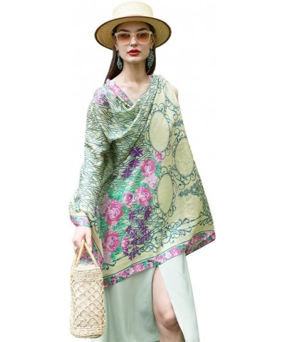 100% Mulberry Silk Pashmina Summer Scarf Extra Large Shawls And Wraps For Evening Dress Women Travel Floral Blanket 68 Multic...