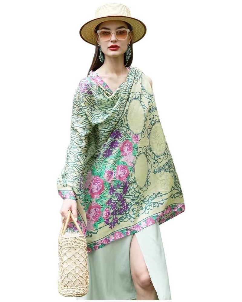 100% Mulberry Silk Pashmina Summer Scarf Extra Large Shawls And Wraps For Evening Dress Women Travel Floral Blanket 68 Multic...