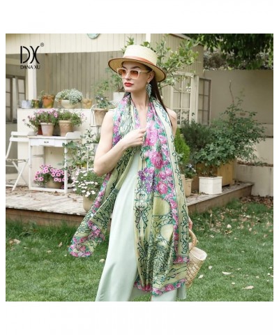 100% Mulberry Silk Pashmina Summer Scarf Extra Large Shawls And Wraps For Evening Dress Women Travel Floral Blanket 68 Multic...